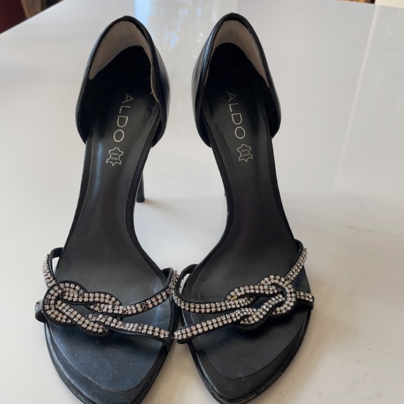 Aldo Size 8 Black Evening Heel with Rhinestones - Picture 2 of 2